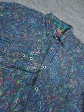 Robert Graham Shirt Mens XL Paisley AOP Flip Cuff Peacock Button Up Abstract