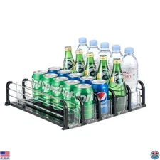 Black Soda Can Dispenser - Fridge Organizer Holds 25 Cans with Glide Feature