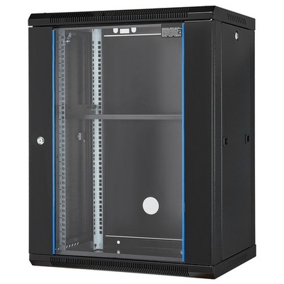 15U Wall Mount Network Server Rack Cabinet Enclosure 18'' Glass Door Lock