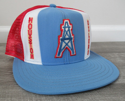 Houston Oilers VTG AJD Lucky Stripes Snapback Hat Adjustable Mesh Trucker NFL