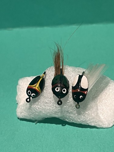 3 Vintage Beetle Fly Rod Fishing Lures NICE!! Lur-all? Millsite?