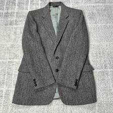 Harris Tweed Mens 40R Gray Herringbone Wool Blazer Sport Coat Vintage