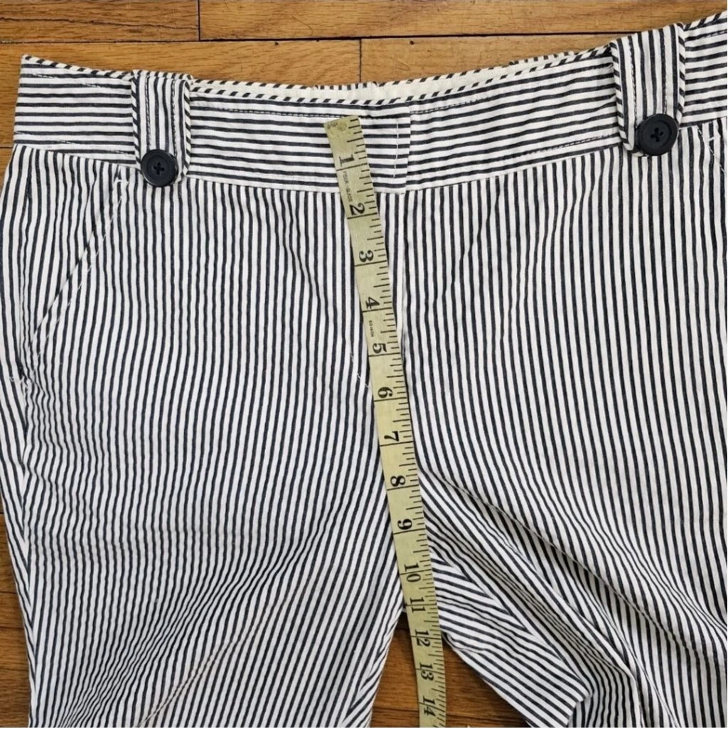 Tory Burch pantalone donna svasato a righe taglia 8 bianco nero