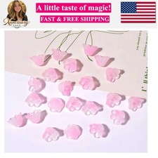 100Pcs Pink Glass Bellflower Trumpet Flower Beads for Jewelry Making, DIY Cra...