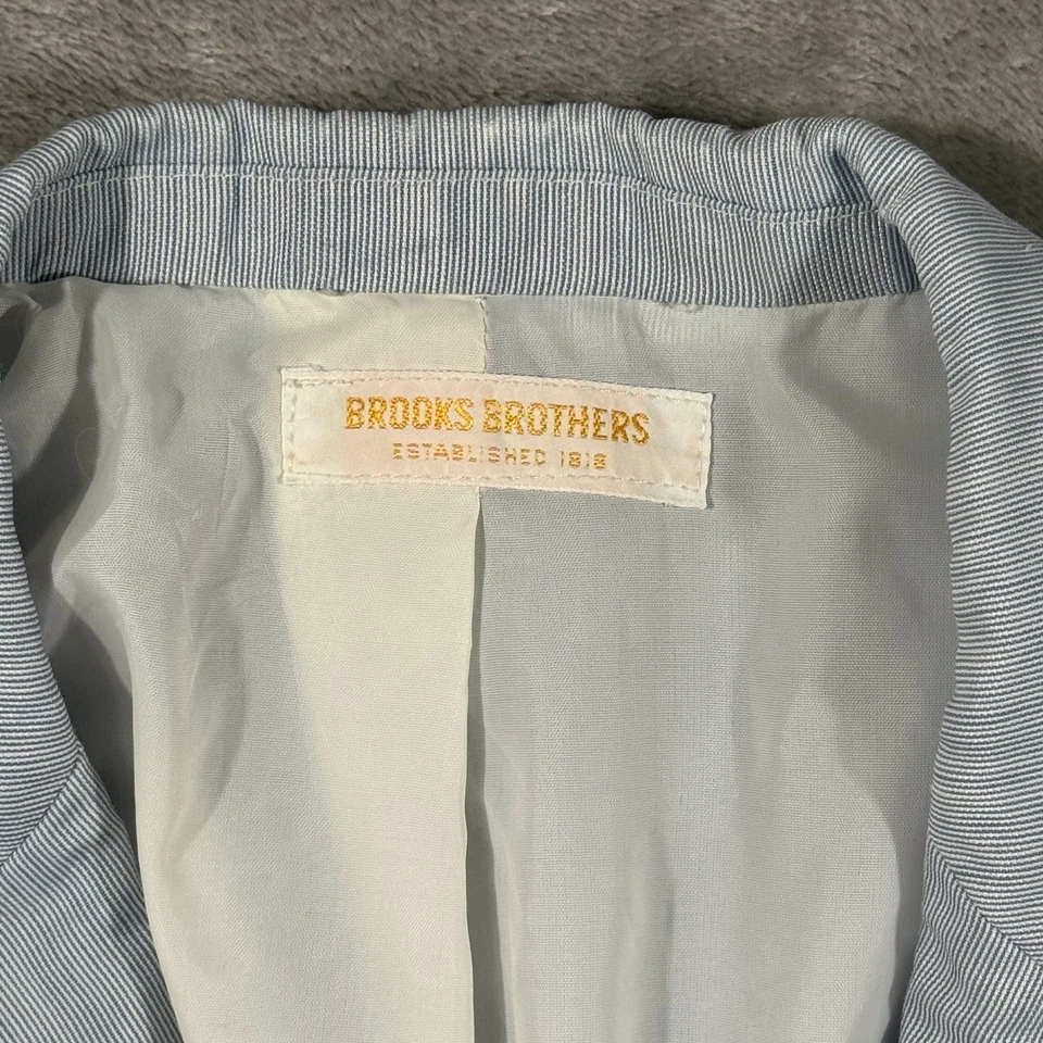Traje Pincord Vintage Años 70 Brooks Brothers Azul Blanco Rayas 40R - 36x32 Foto 4 de 4