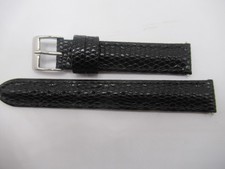 15MM Black Ladies Lizard Grain Calfskin Regular Size Watch Band