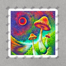 Vibrant Psychedelic Mushroom Vinyl Sticker Colorful Nature Decal for 624501