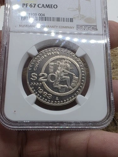 1983 MEXICO 20 PESOS PROOF (COPPER -NICKEL ) RARE  NGC PF 67 CAMEO
