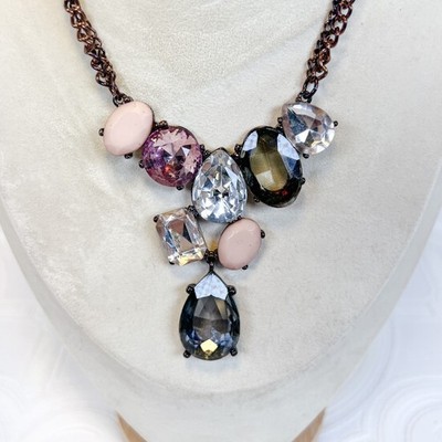 Chico's Haute Couture Runway Large Stone Bib Necklace Retired Copper Multi Color