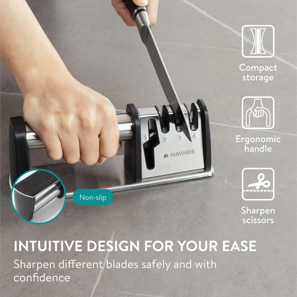 Affilacoltelli Professionale in Acciaio Inox Affilatura Coltelli a 3 Fasi - Bild 4 von 4