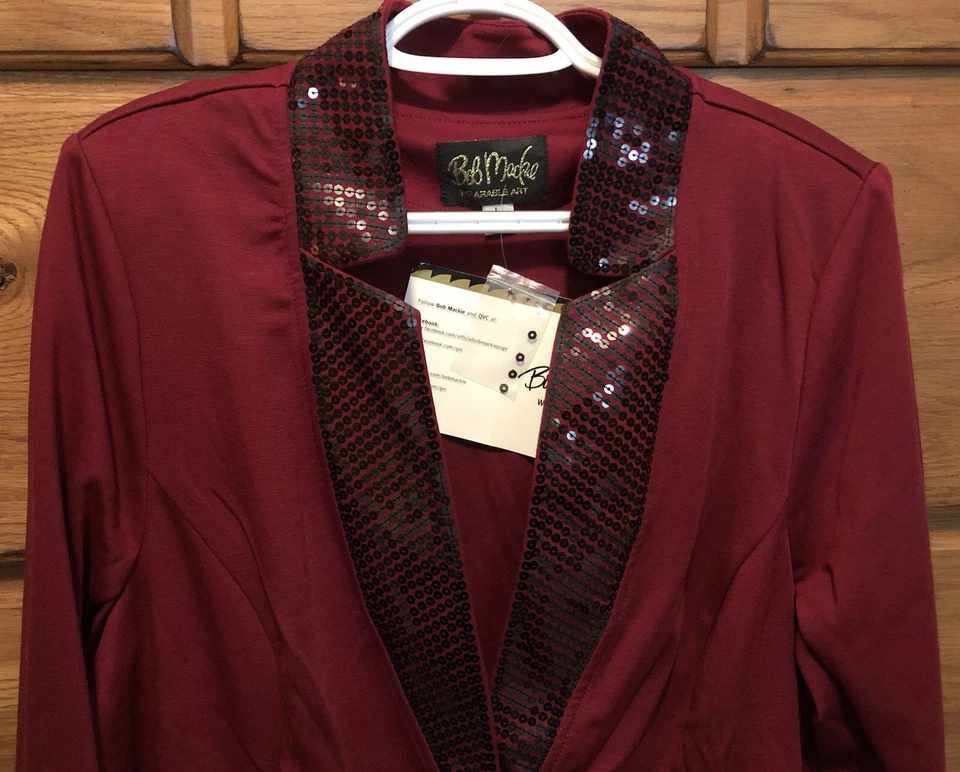 Blazer Bob Mackie Punto Ponte Un Botón con Detalle de Lentejuelas Talla Grande Foto 3 de 4