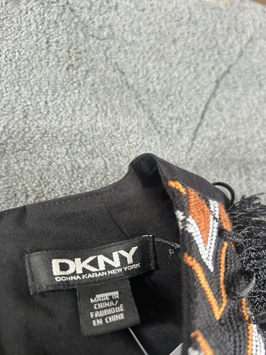 DKNY Short Black Dress Sleeveless Fringe And Embroidery Detail Size UK8 - Picture 11 of 11