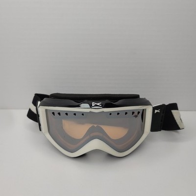 Vintage Anon X Helix Ski Snowboarding Goggles White/Black Frames Amber Lens