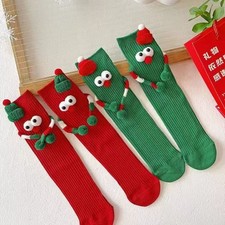 Big Eyes Christmas Socks Cartoon Middle Tube Socks Funny Socks Couples Wear