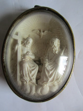 SANTA TRINITÀ reliquiario - reliquia antico reliquiario devozione MEDAGLIONE