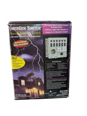 EmerGen 5000W Manual Generator Transfer Switch Panel Model #6-5000 6x 15A