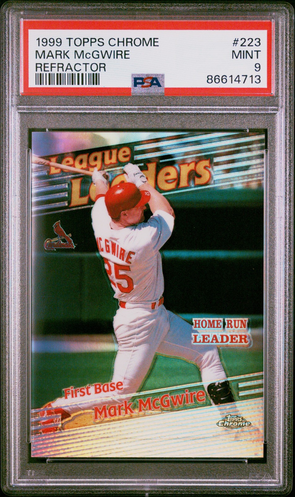 1999 TOPPS CHROME REFRACTOR #223 MARK MCGWIRE PSA 9