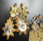 Lot Of Vintage Clip On Earrings Rhinestones Goldtone Lots Of Bling! — photo 6
