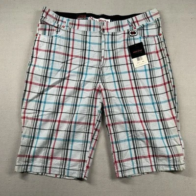 Pepe Jeans London Shorts Mens 44 Seersucker Plaid Hip Hop Street Long Baggy - Image 1 of 4