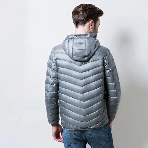 Mens Jackets Duck Down Ultra Light Travel Portable Thin Sports Hooded Jackets - Picture 9 of 20