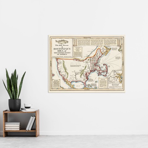 Wallingford 1935 Karte USA Bostonian Idea Warped riesiges Wandbild Poster Druck - Bild 2 von 5