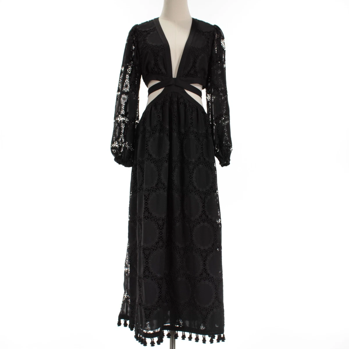 chinese dress ladies Alexis Black Velvet Animal Print Fur Boatneck Maxi Dress main image 1