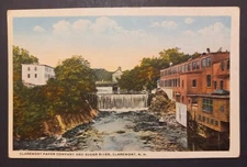 VINTAGE POSTCARD UNUSED PAPER COMPANY & SUGAR RIVER CLAREMONT NEW HAMPSHIRE