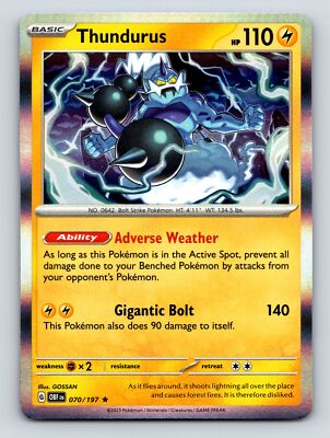 Basic Thundurus HP 110 Gigantic Bolt Attack Rarity Vibrant Yellow Spark