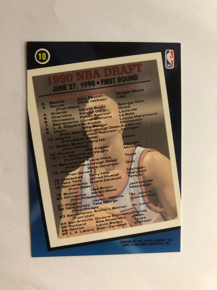 Bonita tarjeta de baloncesto Derrick Coleman Topps 1993 # 10 hecha en EE. UU. Foto 4 de 4
