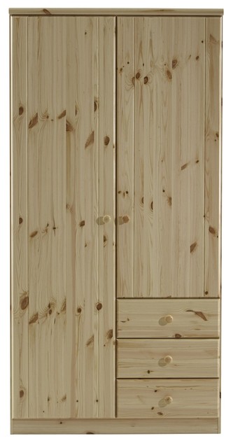 Steens Kleiderschrank 2 Trg Ribe Kiefer Massiv Natur Lackiert Mit 3 Schubladen Gunstig Kaufen Ebay