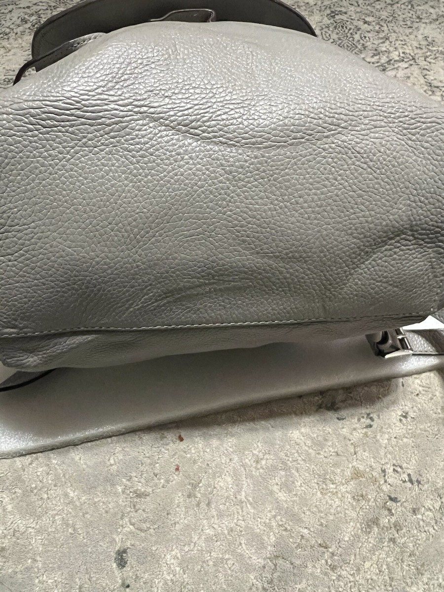 Michael Kors Light Gray Pebbled Leather Drawstring Backpack Michael Kors Riley rhinestone studded gray pebble drawstring  main image 3