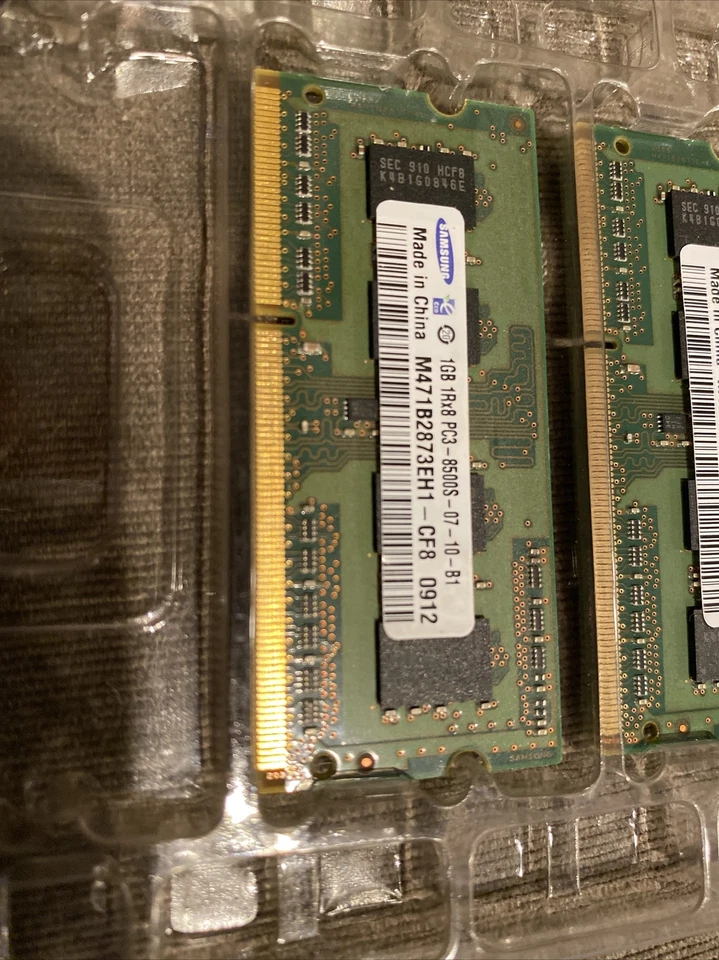 2 Samsung 1GB 1Rx8 PC3-8500S-07-10-B1 Laptop RAM Memory M471B2873EH1-CF8 - Image 4 of 4