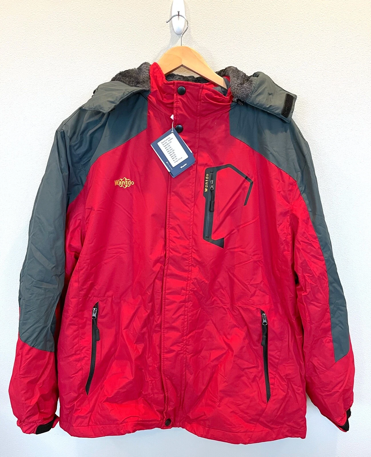 Wantdo Mens XXL winter jacket waterproof windproof faux fur lined ski snowboard