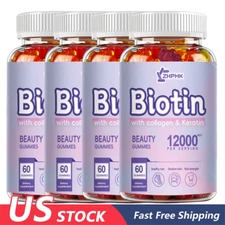 Biotin 12000mcg Maximum Strength High Potency Gummies - Hair Skin & Nails - 60ct