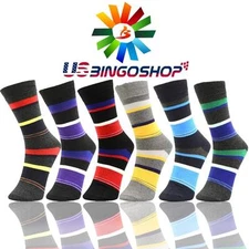 6 Pairs Ydst6 New Cotton Men Striped Style Dress Socks Size 10-13 Multi Color