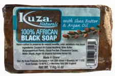 KUZA 100% AFRICAN BLACK SOAP WITH SHEA BUTTER AND ARGAN OIL 4oz