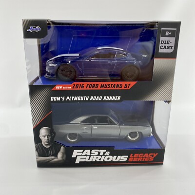 jada fast and furious 1/32 legacy series 2016 Ford Mustang GT & Doms Plymouth...