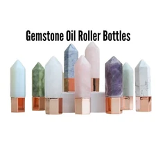 Natural Crystal, Perfume Bottle, Gemstone Roller Bottle, Oil Perfume Bottle