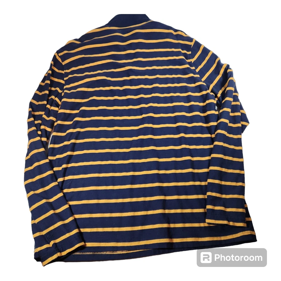 Мужская рубашка пуловер IZOD для гольфа 1/4 на молнии XL желтая синяя в полоску с длинным рукавом - Изображение 3 из 4