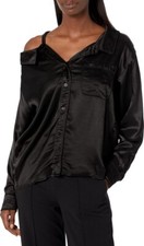 MONROW NWT $178 Black Silky Off Shoulder Butt...
