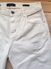 $275 TWIN-SET Women's NWT 27 4 6 S M Ivory Distressed Rhinestones Stretch Pants — photo 7