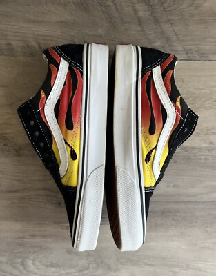 Vans Old Skool Flame Canvas Suede Sneaker Shoes Black Mens 5 Womens 6.5