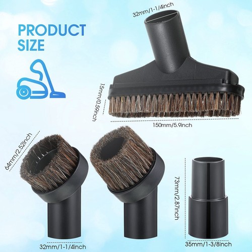 6x Horse Hair Round Dusting Brush Dust Tool Attachment for Vacuum 25mm and 36mm - Picture 2 of 8