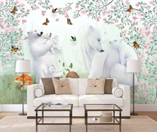 3D Polar Bear Baby G7126 Wallpaper Wall Murals Removable Self-adhesive Honey