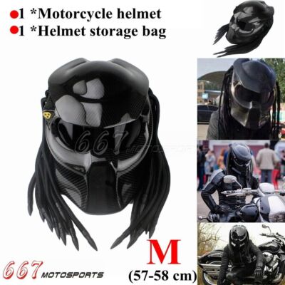 Carbon Fiber Predator Motorcycle Full Face Iron Warrior Man Helmet