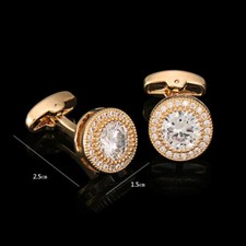 1 Pair Crystal Cufflinks Shirt Cuff Links for Men Formal Wedding Accessory Gifts