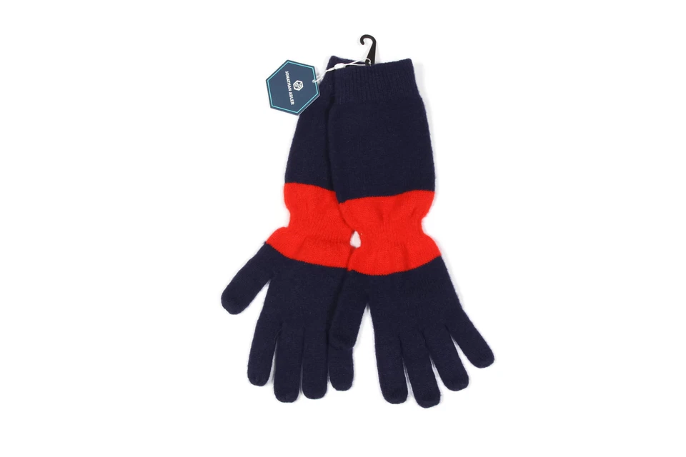 JONATHAN ADLER Azul Marino Rojo Rayas Lana Bufanda Guante Sombrero Gorro Conjunto/018 Foto 3 de 4