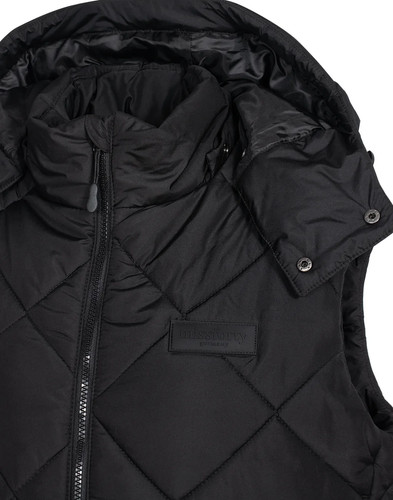 Damen Weste Steppweste Lang S M L XL gefüttert Kapuze gesteppt schwarz Winter - 第 3/10 張圖片
