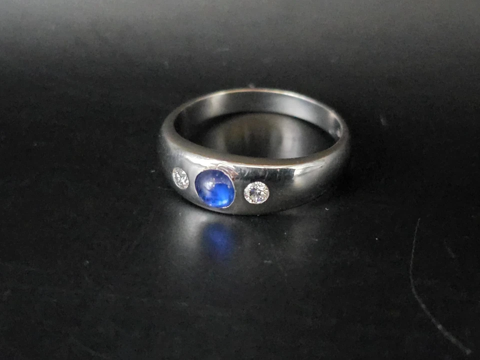 Herren Ring in 590 Platin mit Diamant & Saphir Gypsy Ring Größe 58 ( 18,4mm Ø)💍 - Bild 4 von 4