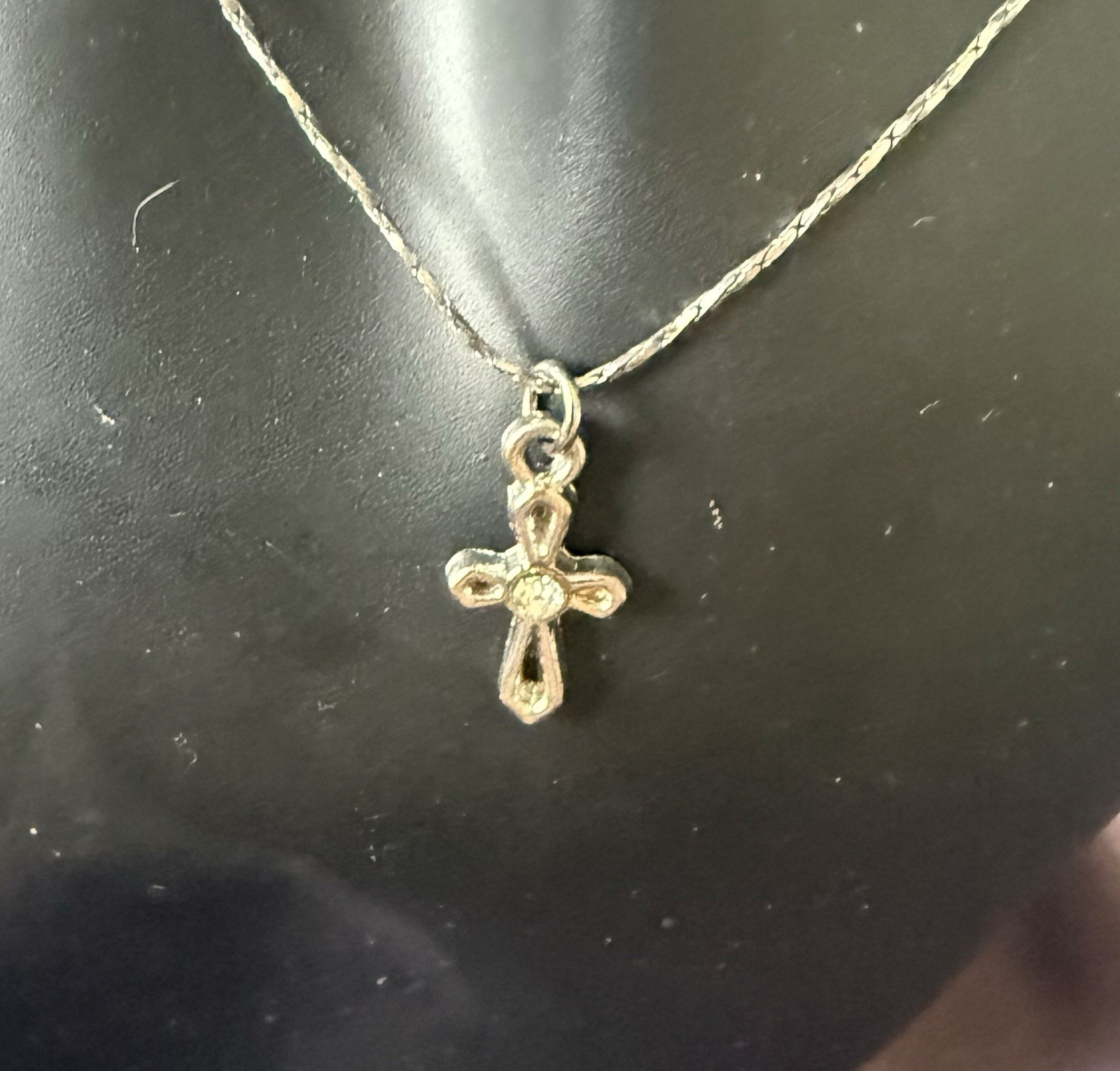 Sterling Silver Cross Charm Pendant Necklace on Rope Chain, 18 in Spring Ring